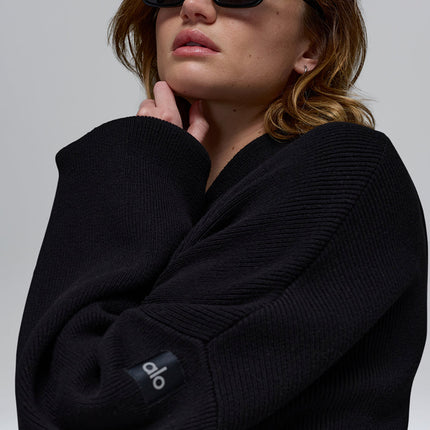 alo Women's Scholar Hooded Sweater - Black