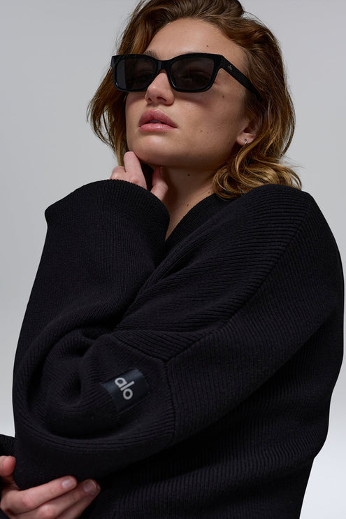 alo Women's Scholar Hooded Sweater - Black