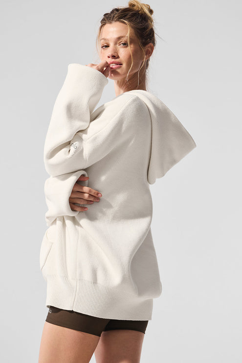 alo Women's Scholar Hooded Sweater - Ivory