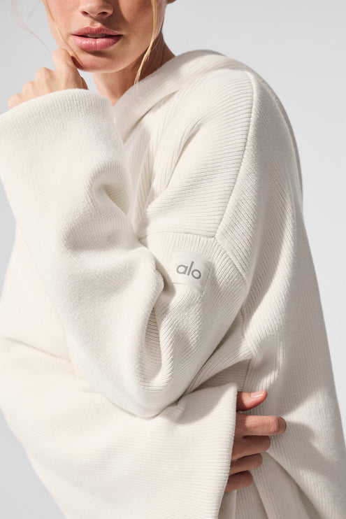 alo Women's Scholar Hooded Sweater - Ivory
