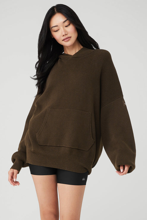 alo Women's Scholar Hooded Sweater - Espresso