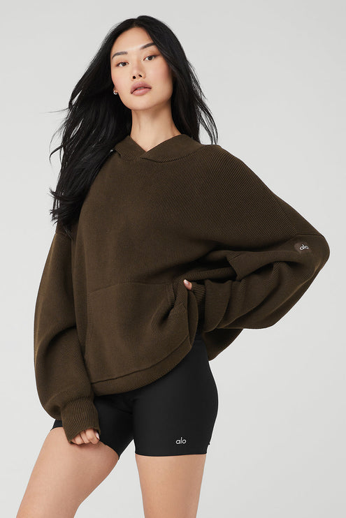 alo Women's Scholar Hooded Sweater - Espresso