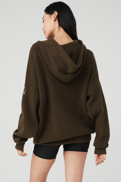 alo Women's Scholar Hooded Sweater - Espresso