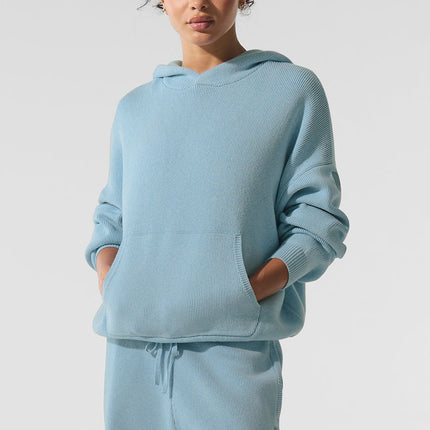 alo Women's Scholar Hooded Sweater - Celestial Blue Heather