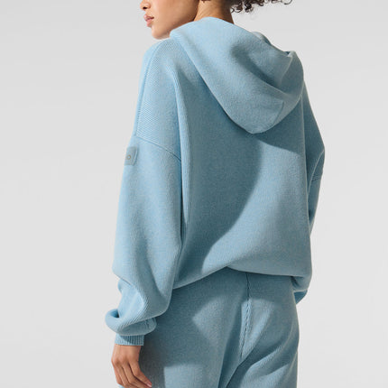 alo Women's Scholar Hooded Sweater - Celestial Blue Heather