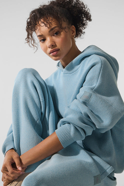 alo Women's Scholar Hooded Sweater - Celestial Blue Heather