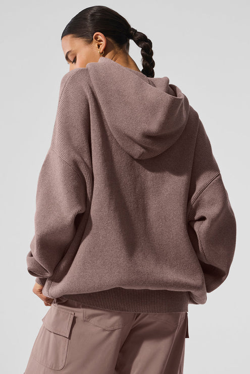 alo Women's Scholar Hooded Sweater - Mushroom Heather
