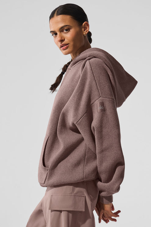 alo Women's Scholar Hooded Sweater - Mushroom Heather