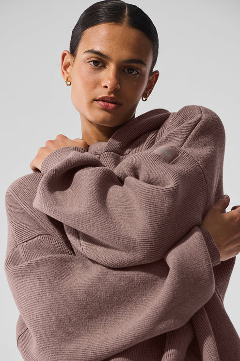 alo Women's Scholar Hooded Sweater - Mushroom Heather