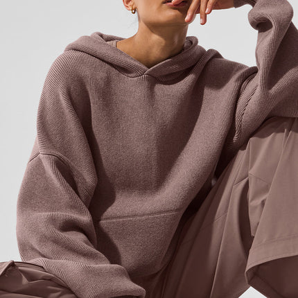 alo Women's Scholar Hooded Sweater - Mushroom Heather