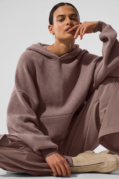 alo Women's Scholar Hooded Sweater - Mushroom Heather