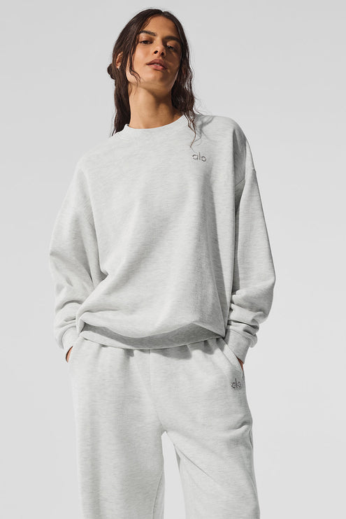 alo Women's Accolade Crew Neck Pullover - White Heather
