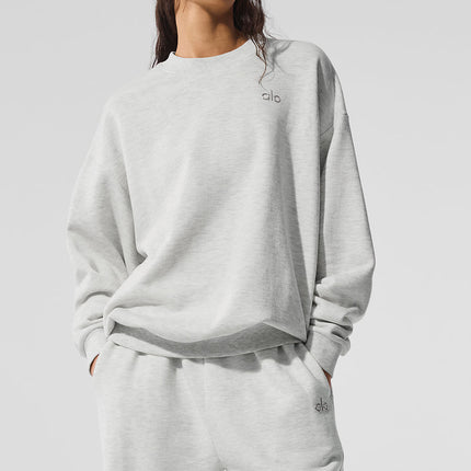 alo Women's Accolade Crew Neck Pullover - White Heather