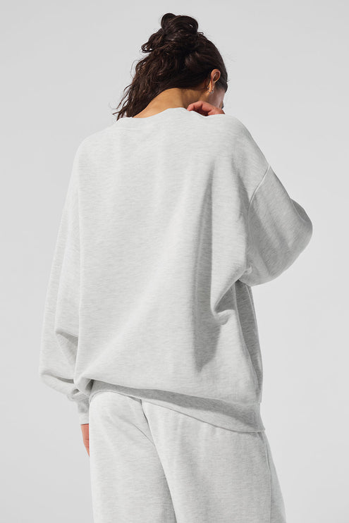 alo Women's Accolade Crew Neck Pullover - White Heather