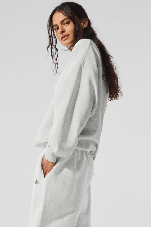 alo Women's Accolade Crew Neck Pullover - White Heather