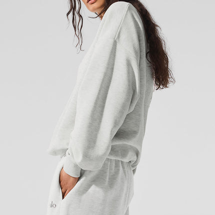 alo Women's Accolade Crew Neck Pullover - White Heather