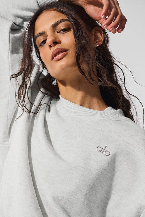 alo Women's Accolade Crew Neck Pullover - White Heather