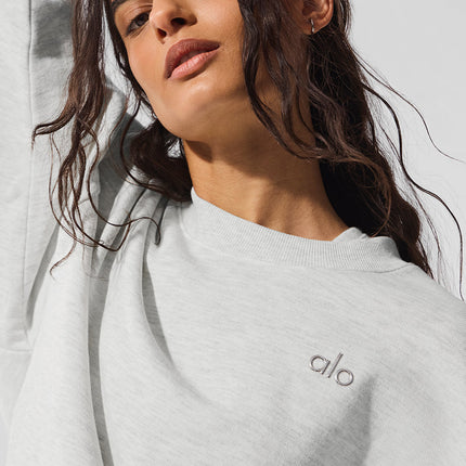 alo Women's Accolade Crew Neck Pullover - White Heather