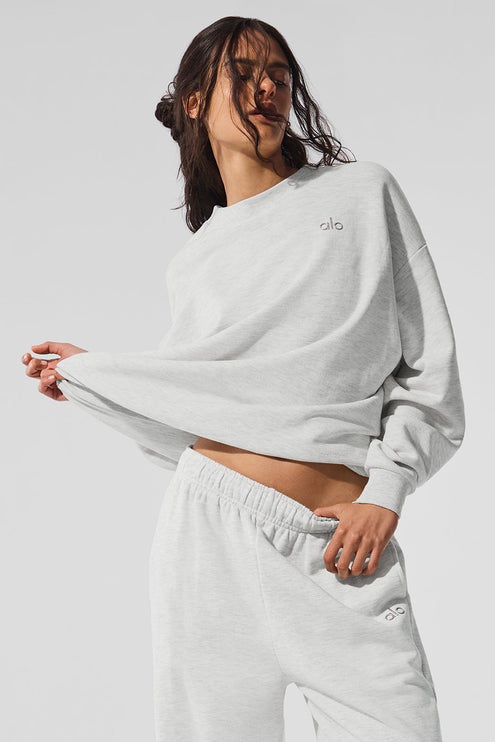 alo Women's Accolade Crew Neck Pullover - White Heather