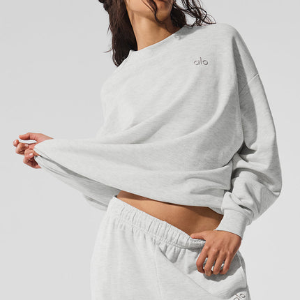 alo Women's Accolade Crew Neck Pullover - White Heather