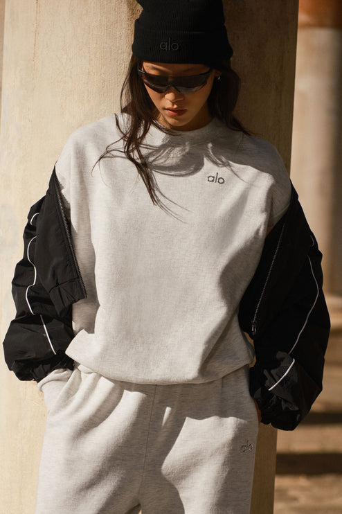 alo Women's Accolade Crew Neck Pullover - White Heather