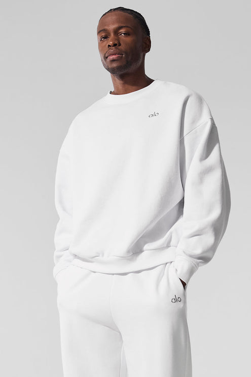 alo Men's Accolade Crew Neck Pullover - White
