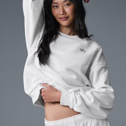 alo Women's Accolade Crew Neck Pullover - White