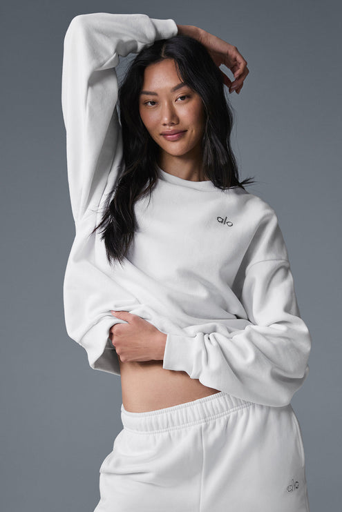 alo Women's Accolade Crew Neck Pullover - White