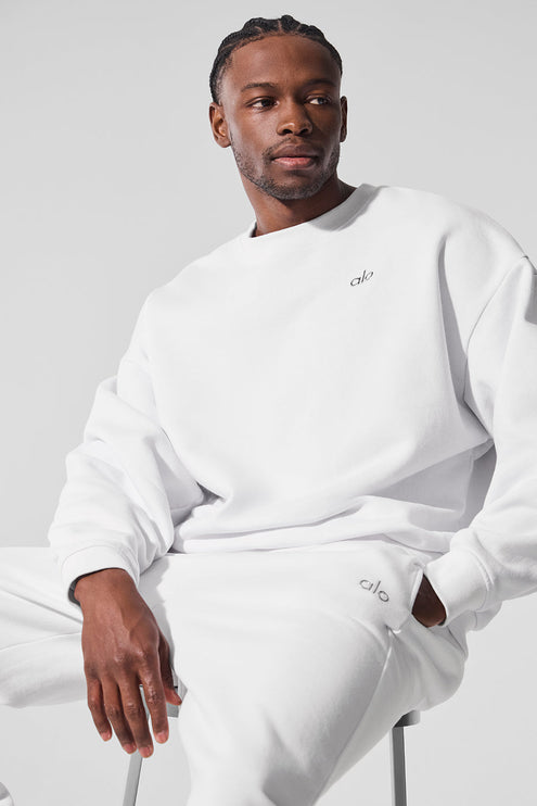 alo Men's Accolade Crew Neck Pullover - White