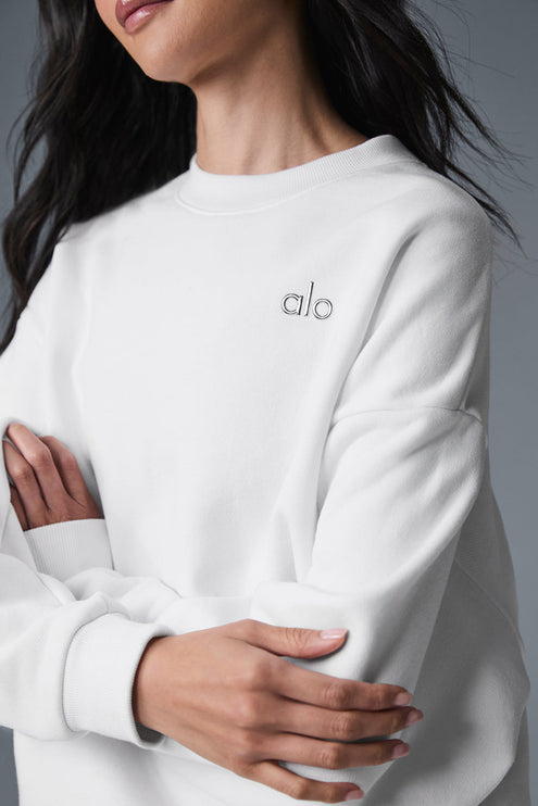 alo Women's Accolade Crew Neck Pullover - White