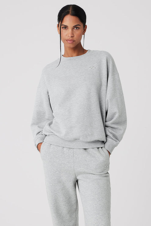 alo Women's Accolade Crew Neck Pullover - Athletic Heather Grey