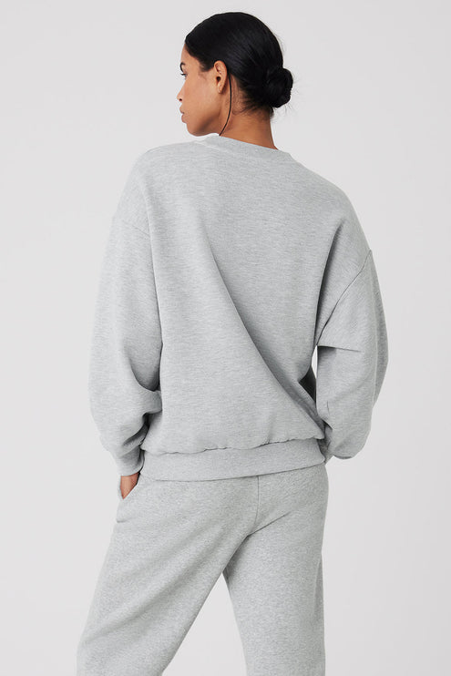 alo Women's Accolade Crew Neck Pullover - Athletic Heather Grey