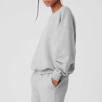 alo Women's Accolade Crew Neck Pullover - Athletic Heather Grey