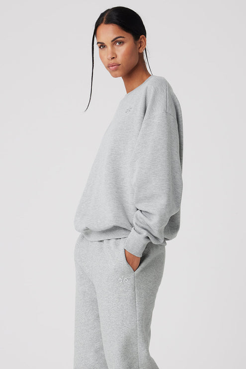 alo Women's Accolade Crew Neck Pullover - Athletic Heather Grey