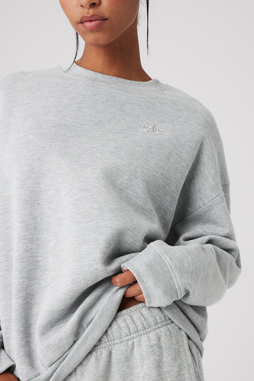alo Women's Accolade Crew Neck Pullover - Athletic Heather Grey