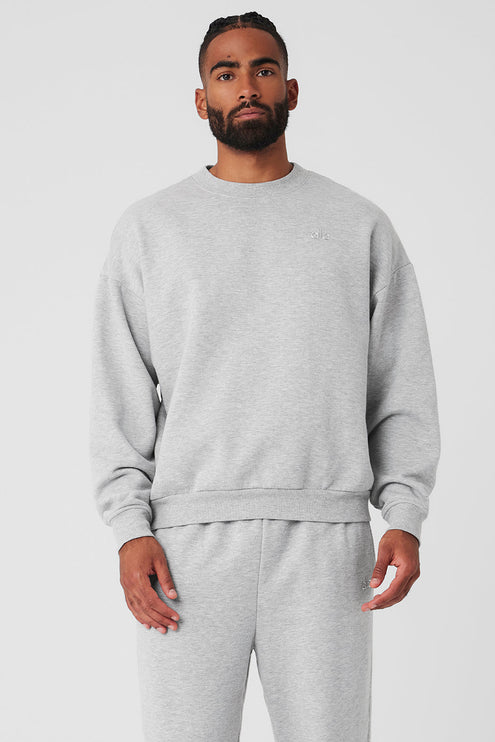 alo Men's Accolade Crew Neck Pullover - Athletic Heather Grey