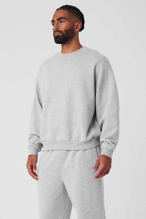 alo Men's Accolade Crew Neck Pullover - Athletic Heather Grey