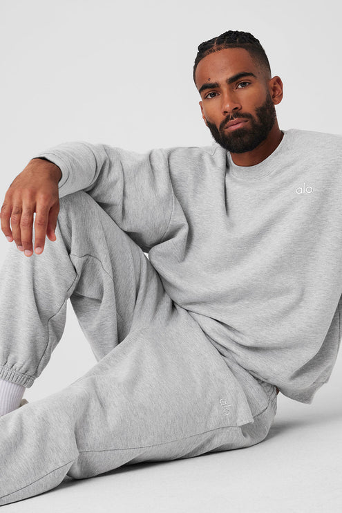 alo Men's Accolade Crew Neck Pullover - Athletic Heather Grey