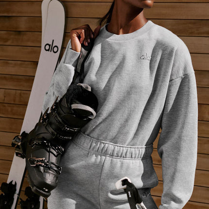 alo Women's Accolade Crew Neck Pullover - Athletic Heather Grey