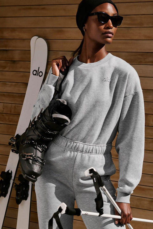 alo Women's Accolade Crew Neck Pullover - Athletic Heather Grey