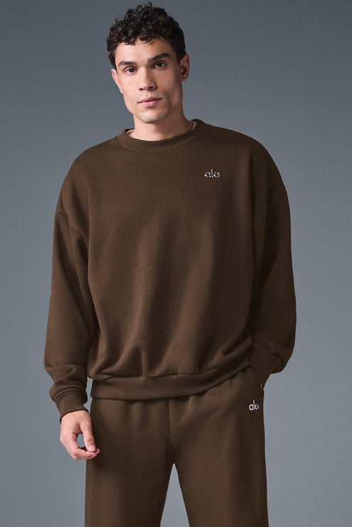 alo Men's Accolade Crew Neck Pullover - Espresso