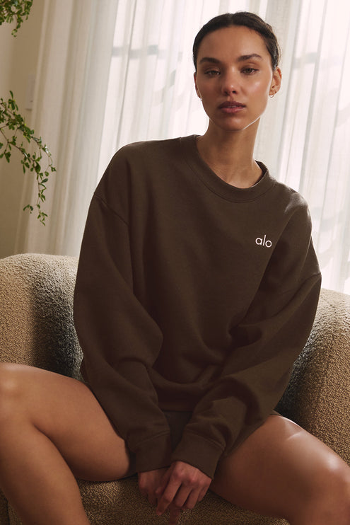 alo Women's Accolade Crew Neck Pullover - Espresso