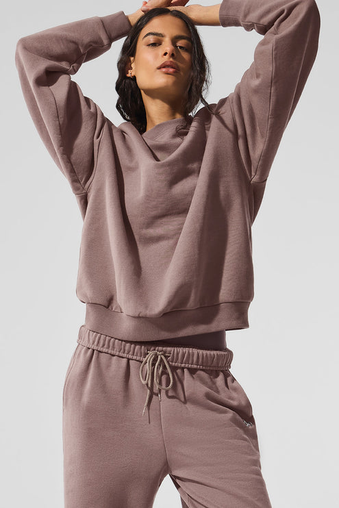 alo Women's Accolade Crew Neck Pullover - Mushroom