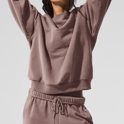alo Women's Accolade Crew Neck Pullover - Mushroom