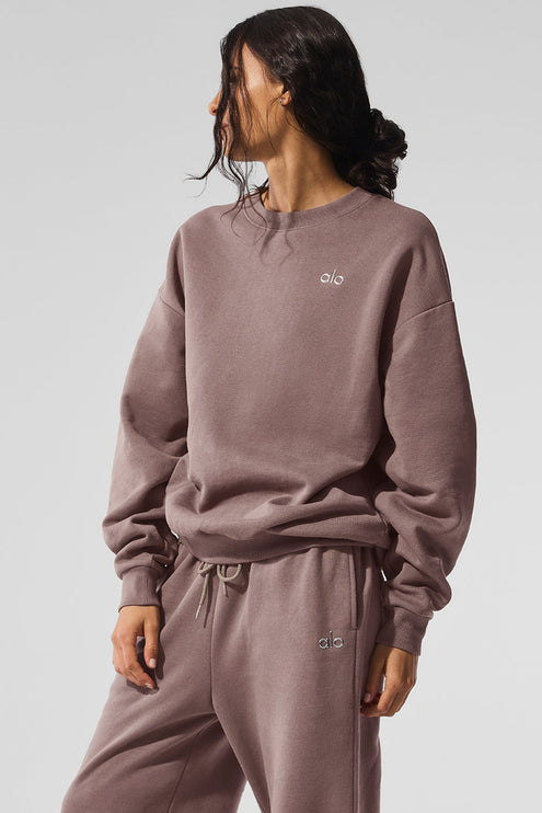 alo Women's Accolade Crew Neck Pullover - Mushroom