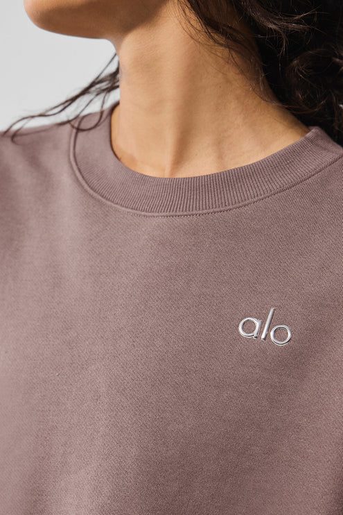 alo Women's Accolade Crew Neck Pullover - Mushroom