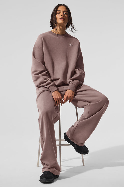 alo Women's Accolade Crew Neck Pullover - Mushroom