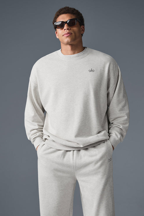 alo Men's Accolade Crew Neck Pullover - White Heather