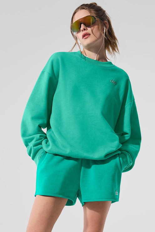 alo Women's Accolade Crew Neck Pullover - Spruce Green
