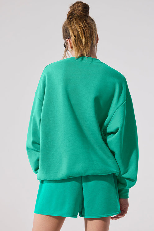 alo Women's Accolade Crew Neck Pullover - Spruce Green